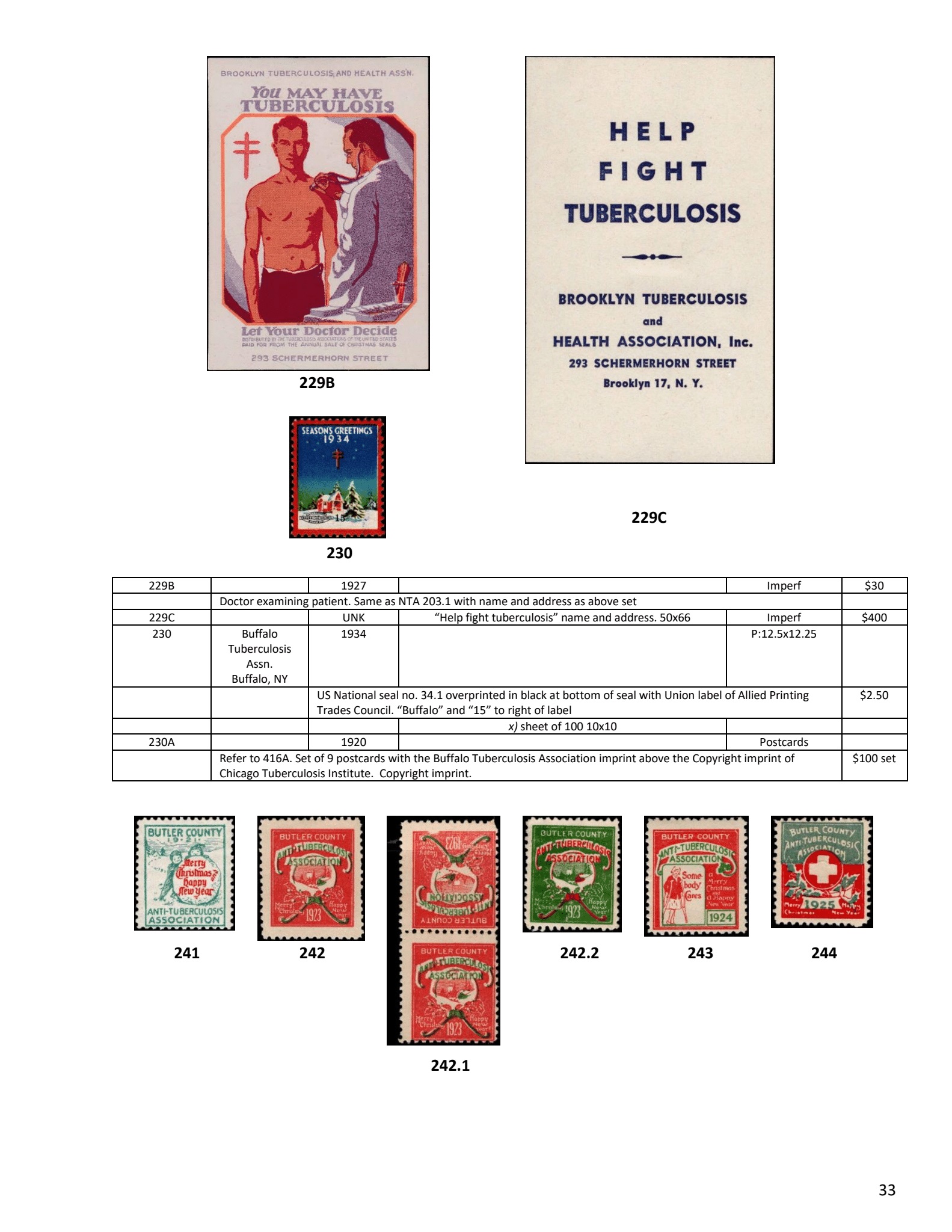 NEW Green's US Local TB Catalog The Christmas Seal & Charity Stamp